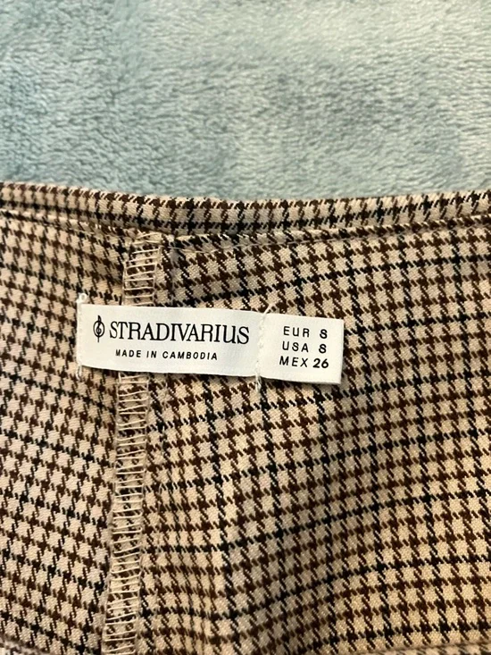 stradivarius Brown Houndstooth Mini Skirt - Picture 4 of 6